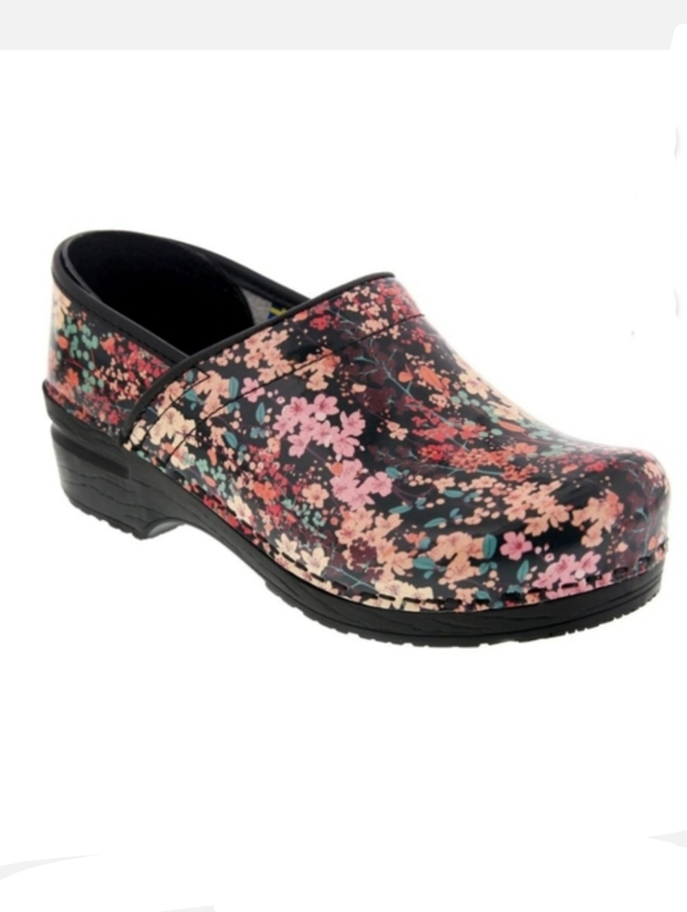 Bjork Professional Josee Patent Leather Clogs pink floral women's size 6.5